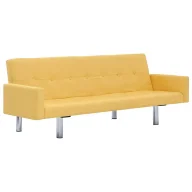 Sofy i kanapy - Rozkładana sofa Enya z podłokietnikami - żółta - miniaturka - grafika 1