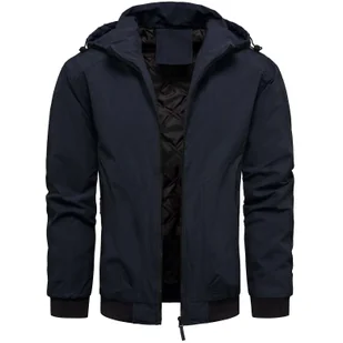 Kurtka męska przejściowa z odpinanym kapturem granatowa Recea - Kurtki męskie - miniaturka - grafika 1