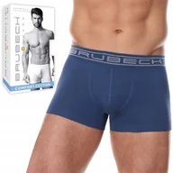 Majtki męskie - BRUBECK BX1005M bokserki męskie bezszwowe DOPASOWANE SZORTY niebieski - XXL - miniaturka - grafika 1