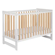Łóżeczka i kojce - Łóżeczko drewniane z barierką IWI białe/buk - miniaturka - grafika 1