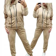 Dresy damskie - Rozpinany Dres Damski Welur 54 56 7xl 8xl ecru wygodny otulający SUPERBIG - miniaturka - grafika 1