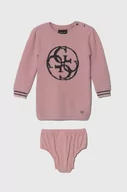 Sukienki i spódniczki dla dziewczynek - Guess sukienka niemowlęca kolor różowy mini prosta - miniaturka - grafika 1
