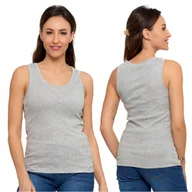Koszulki i topy damskie - KOSZULKA DAMSKA TANK-TOP BAWEŁNIANA NA RAMIĄCZKACH KLASYCZNA MORAJ XL LIGHT GREY - miniaturka - grafika 1