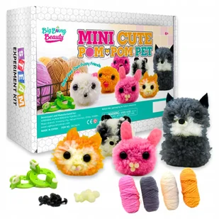 Zestaw Do Szydełkowania Zwierzątka Kot Królik Pompony Włóczka Dla Dzieci - Pasmanteria - miniaturka - grafika 1