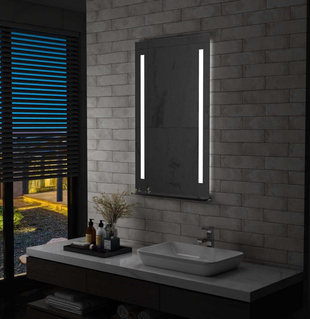 Lustro łazienkowe z diodami LED i półką 60x100 cm