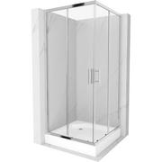 Kabiny prysznicowe - Mexen Rio kabina prysznicowa kwadratowa 90x90 cm, transparent, chrom + brodzik Rio, biały - miniaturka - grafika 1