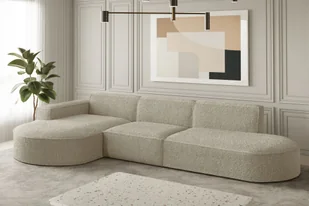 Sofa w kształcie L narożnik MODENA tkanina Ascot beżowy lewy - Narożniki - miniaturka - grafika 1