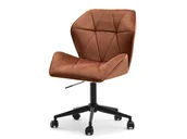 Fotele i krzesła biurowe - WELUROWY FOTEL VELO MOVE MIEDZIANY Z CZARNYMI NOGAMI NA KÓŁKACH - miniaturka - grafika 1