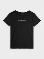 Koszulki sportowe damskie - Damski t-shirt z nadrukiem 4F 4FRAW24TTSHF2584 - czarny - miniaturka - grafika 1