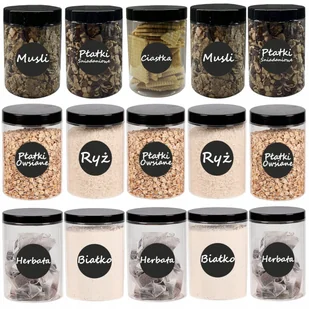 Pojemniki na żywność słoik kuchenny na makaron 750ml 15 sztuk + etykiety - Pojemniki kuchenne - miniaturka - grafika 1