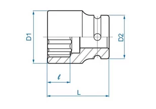 NASADKA KRÓTKA UDAROWA 3/4" 40mm x 58mm, 12-kąt. King Tony - Klucze i nasadki - miniaturka - grafika 2