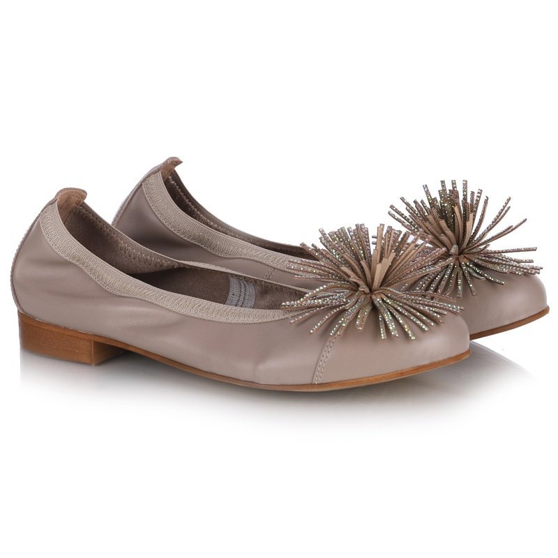 Baleriny damskie Gamis 7416 G 101 beżowe SKÓRA R.36