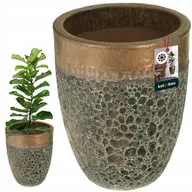 Donice - DONICA DONICZKA CERAMICZNA Ø 25 CM MROZOODPORNA ZŁOTA Z ODPŁYWEM WODY TARAS - miniaturka - grafika 1