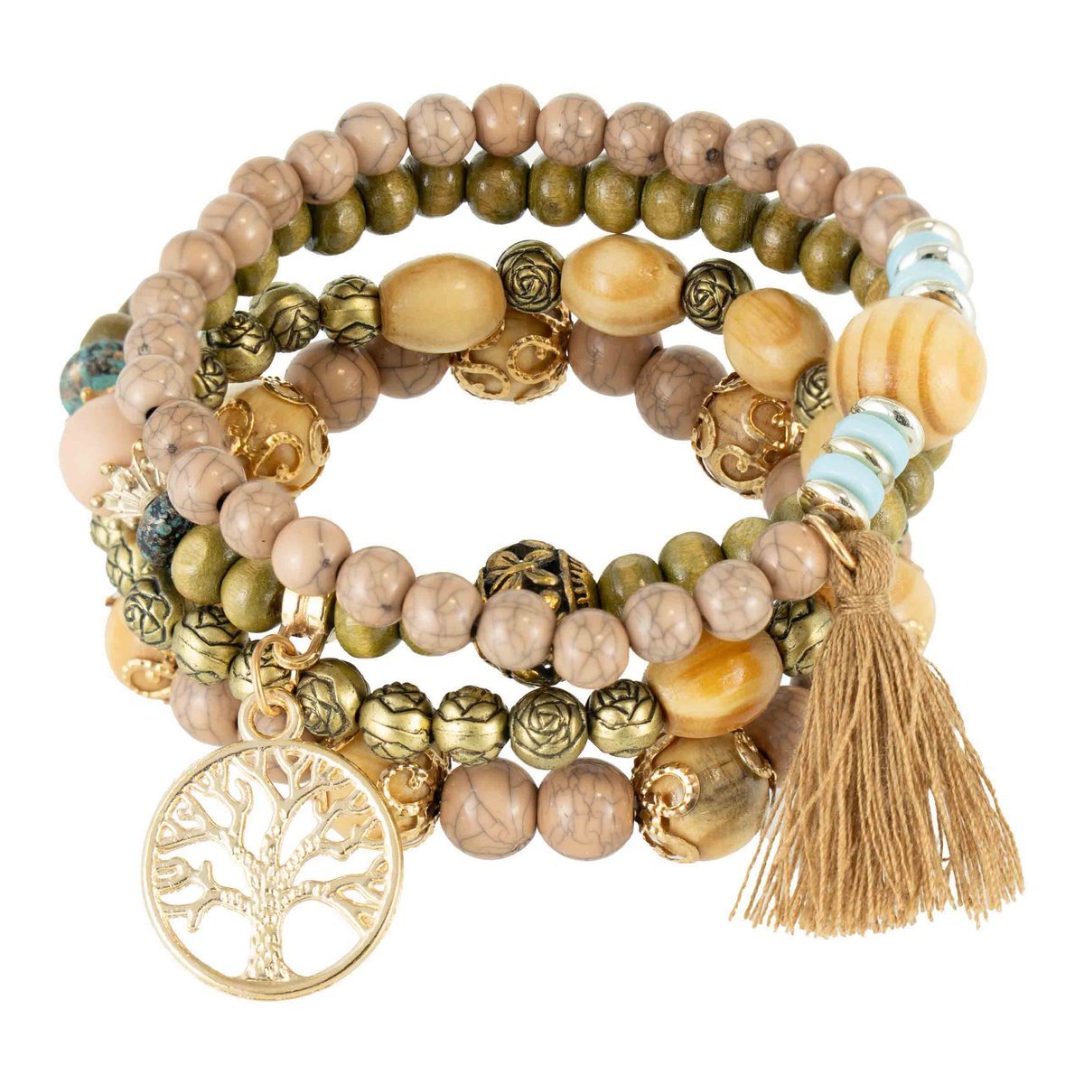 Zestaw Bransoletek Drzewo Życia Brązowy - Urocza Biżuteria