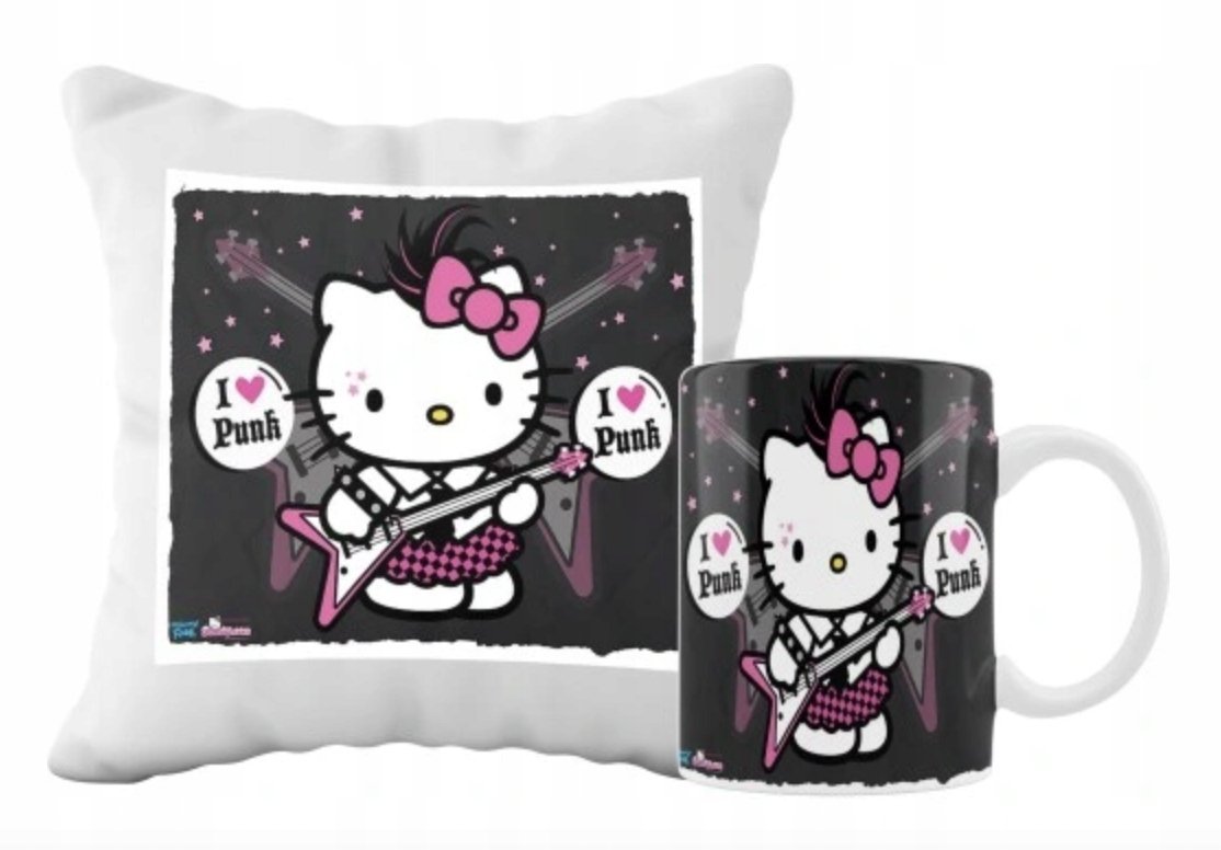 ZESTAW PODUSZKA + KUBEK Prezent HELLO KITTY KOTEK + IMIĘ 11
