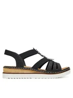 Sandały damskie - Rieker Sandały 679L4-00 Czarny - miniaturka - grafika 1