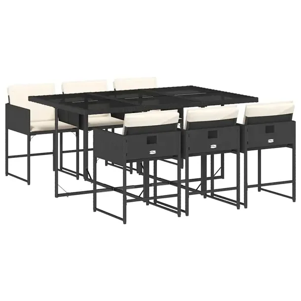 Zestaw mebli ogrodowych 165 x 106 x 73 cm, czarny, 6 krzeseł z poduszkami