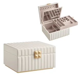 Szkatułka na biżuterię 2-poziomowa biała - Pudła i pojemniki do przechowywania - miniaturka - grafika 1