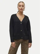Swetry damskie - Vero Moda Kardigan Boom 10320457 Czarny Loose Fit - miniaturka - grafika 1