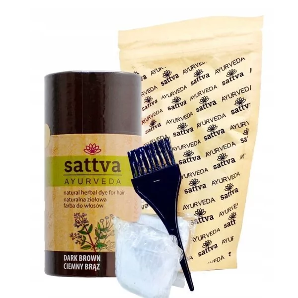 Henna Sattva głęboki brąz (ajurweda, deep brown, naturalna, ziołowa farba do włosów) 150 g