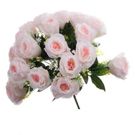 Sztuczne kwiaty - Duży bukiet sztuczne róże 18 główek 37cm C006 PK1 różowe - miniaturka - grafika 1