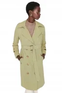 Płaszcze damskie - TRENDYOL KLASYCZNY ZIELONY PŁASZCZ Z PASKIEM I KLAPAMI 36 5_A - miniaturka - grafika 1