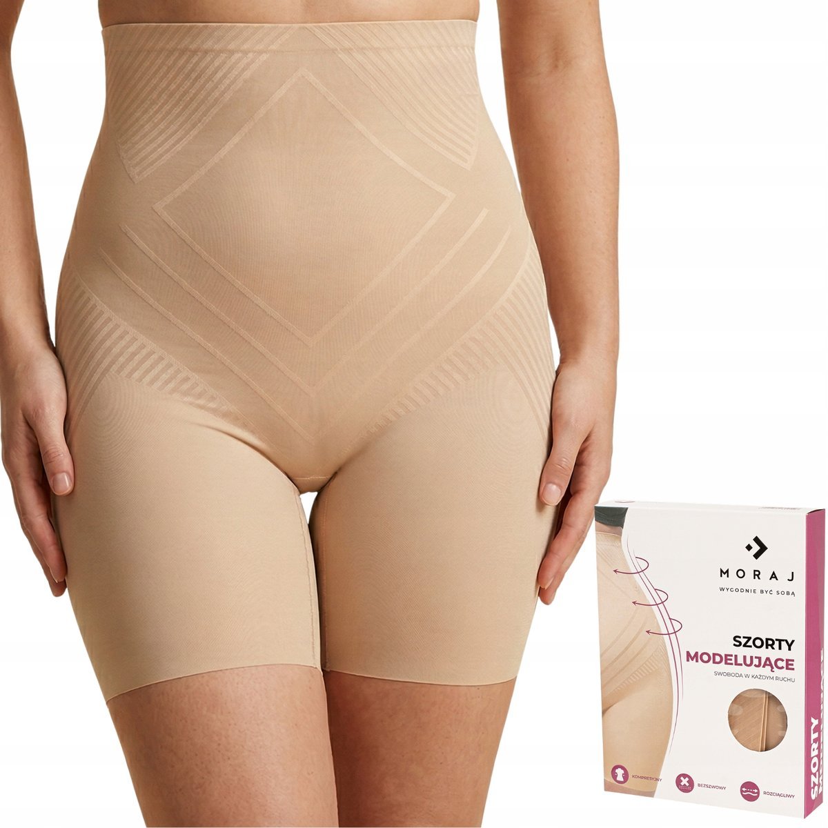MAJTKI DAMSKIE MODELUJĄCE FIGI WYSOKI STAN KOMPRESYJNE MORAJ S BEIGE