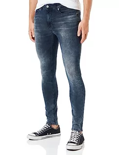 Spodnie męskie - Calvin Klein Jeans Spodnie męskie Super Skinny, Ciemna dżinsowa, 28W / 30L - grafika 1