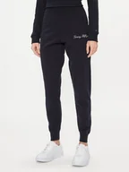 Spodnie sportowe damskie - Tommy Hilfiger Spodnie dresowe Script Graphic WW0WW40347 Granatowy Regular Fit - miniaturka - grafika 1