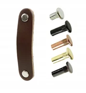 Meble modułowe i akcesoria - Skórzany uchwyt meblowy, brązowy 128 mm uchwyty - miniaturka - grafika 1