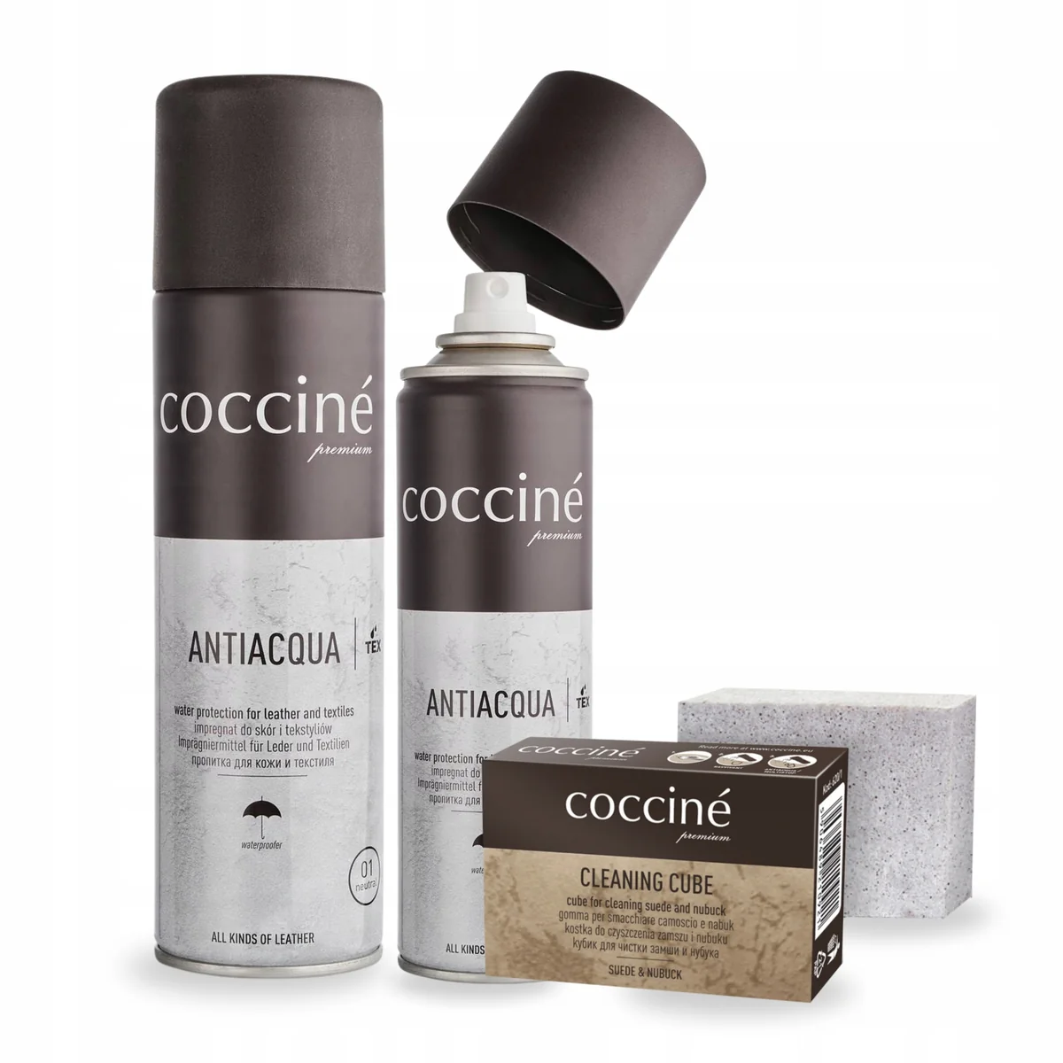 Preparat Antiacqua x2 z Gumką do Czyszczenia Zamszu Coccine Zestaw 3w1