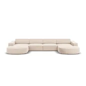 Narożniki - Beżowa aksamitna sofa narożna (w kształcie litery U) Jodie - Micadoni Home - miniaturka - grafika 1