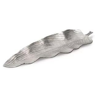 Patera Dekoracyjna Z Metalu Liść Sara 55X19X4 Srebrna - Tace i patery - miniaturka - grafika 1