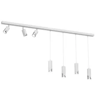 Lampy sufitowe - Biała listwa z reflektorami i wiszącymi tubami LX 9665 z serii SHIFT - miniaturka - grafika 1