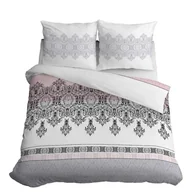 Pościel - Pościel z bawełny, szaro-różowy ornament wz.3833a, 200x220 cm, 3 elementy - miniaturka - grafika 1