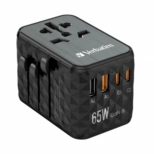 Verbatim Uniwersalny adapter podróżny World-to-World UTA-05 Verbatim, 2x USB-C PD, QC 4+, 2x USB-A, czarna, 65 W - Akcesoria podróżnicze - miniaturka - grafika 5
