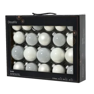 Zestaw bombek szklanych 5 / 6 / 7 cm 21 sztuk biały - Bombki - miniaturka - grafika 1