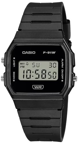Casio Cyfrowy zegarek kwarcowy unisex z plastikowym paskiem F-91WB-1AEF Czarny