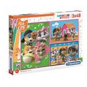 Zabawki interaktywne dla dzieci - Clementoni Puzzle 3x48el 44 Koty - miniaturka - grafika 1