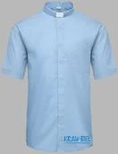 Szaty liturgiczne - Koszula kapłańska z koloratką, krótki rękaw jasnoniebieska - miniaturka - grafika 1