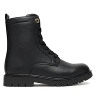 Buty dla dziewczynek - Trapery Tommy Hilfiger Lace-Up Bootie T3A5-34012-1355 D Czarny - miniaturka - grafika 1