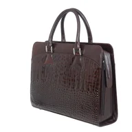 Torebki damskie - Torba damska biznesowa naturalna skóra krokodyl brąz - miniaturka - grafika 1