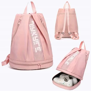 PLECAK SPORTOWY NA SIŁOWNIĘ BASEN PLAŻĘ WAKACYJNY TORBA WOREK NA BUTY RÓŻ - Plecaki worki - miniaturka - grafika 1