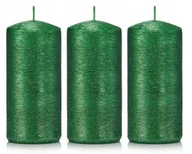 Świece - Świece ozdobne zielone walec kokon 12/6 zestaw 3 - miniaturka - grafika 1