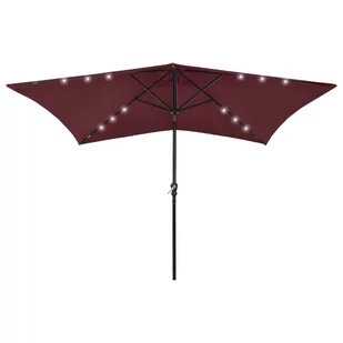 vidaXL Parasol z lampkami LED, na stalowym słupku, bordo, 2x3 m 313790 - Parasole ogrodowe - miniaturka - grafika 1