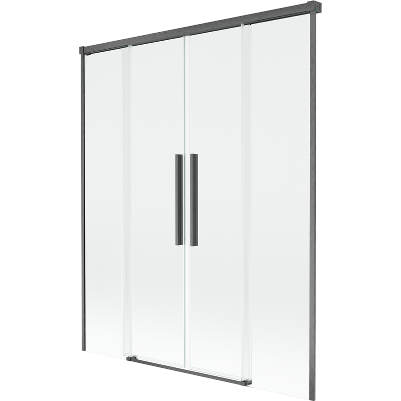 Mexen Rox parawan nawannowy 2-skrzydłowy rozsuwany 150 x 150 cm, transparent, gun gray szczotkowany - 8C9-150-002-66-00