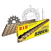 Części motocyklowe - Zestaw łańcuchów DID Stealth 520VX3 / 110 nitowy zamek złoty do Honda NX Dominator 650 ccm rok prod. 1996-2000 - miniaturka - grafika 1