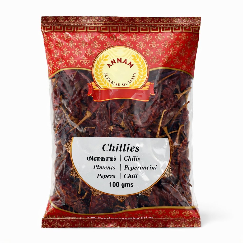 Suszone chilli w całości Annam Chillies 100 g - ostra pikantność intensywny