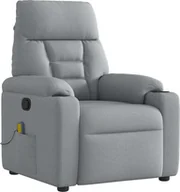 Fotele - vidaXL vidaXL Rozkładany fotel masujący, jasnoszary, obity tkaniną - miniaturka - grafika 1