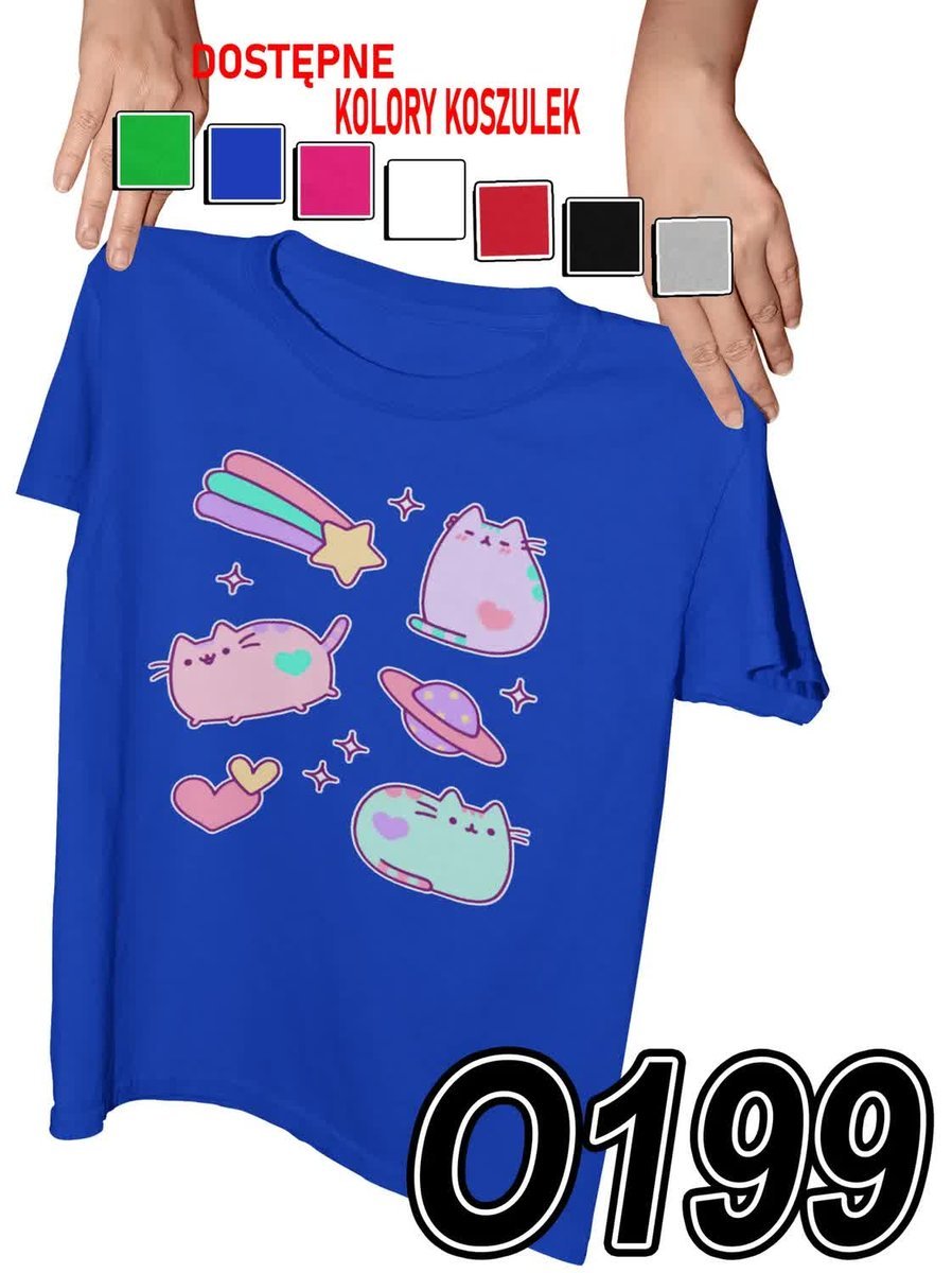 Koszulka Dziecięca Z Nadrukiem Brązowy Słodki Kotek Kicia - L 146-152